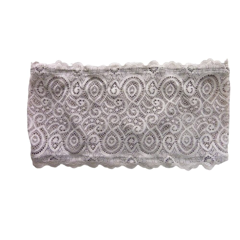 NWOT Lace Scalloped Bandeau Bra Free People Intimately Tube Top M/L Mauve Gray